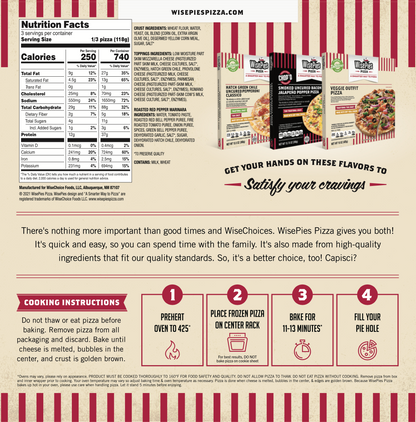 WisePies Pizza - Hatch Green Chile Four Cheese Pizza - 4 Pack