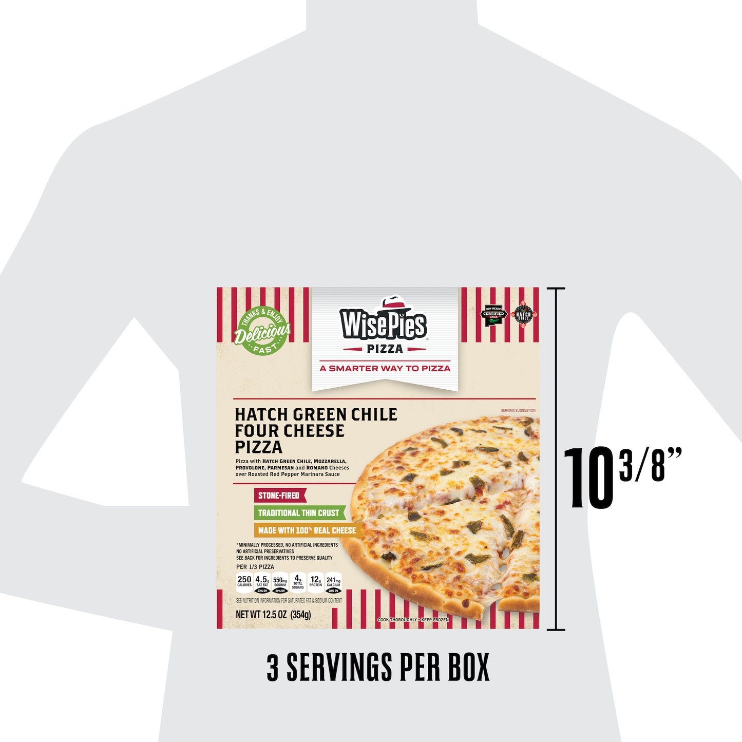 WisePies Pizza - Hatch Green Chile Four Cheese Pizza - 4 Pack