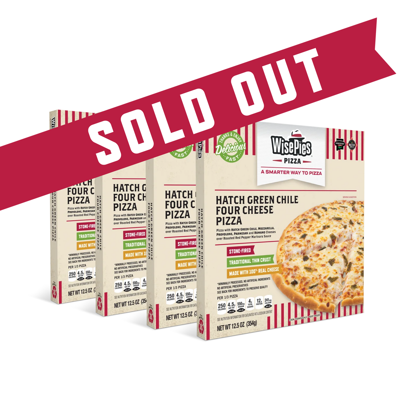 WisePies Pizza - Hatch Green Chile Four Cheese Pizza - 4 Pack