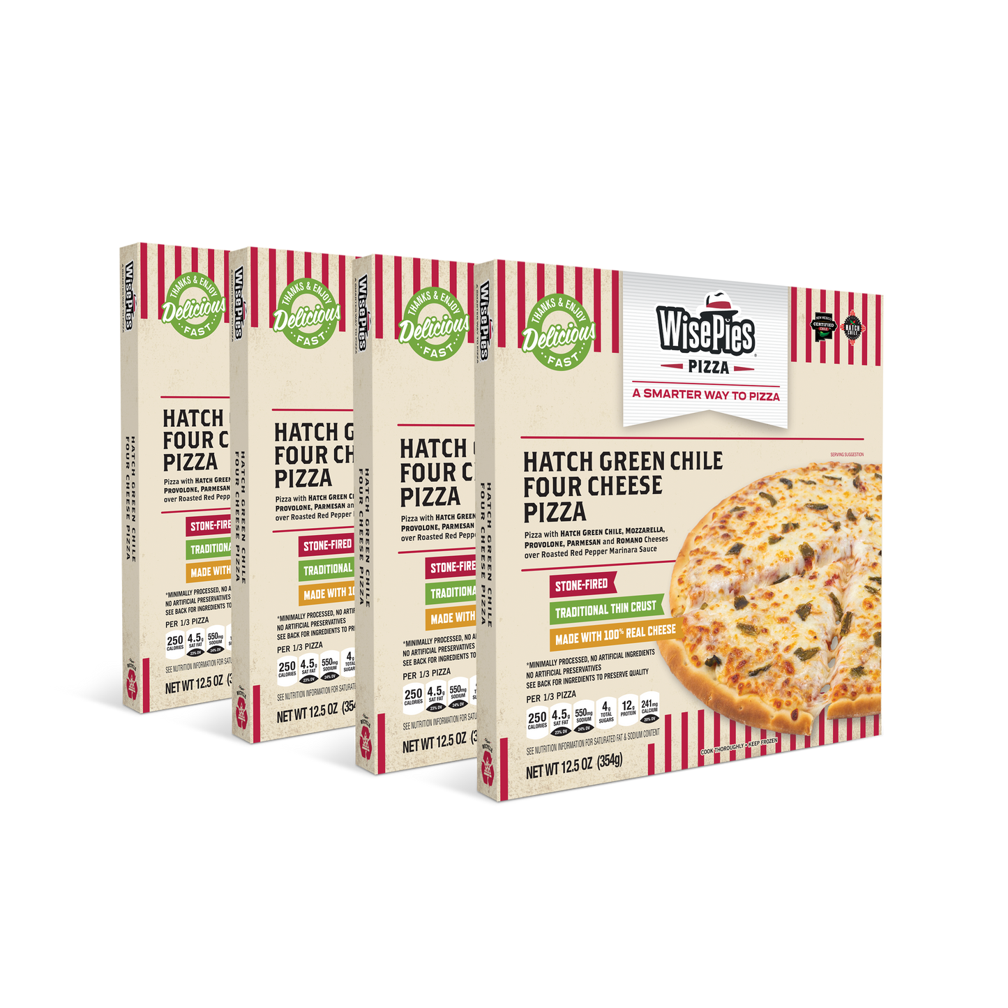WisePies Pizza - Hatch Green Chile Four Cheese Pizza - 4 Pack